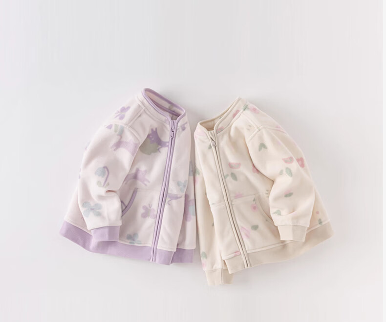 DAVE & BELLA [Hug Coat] Girls' Fleece Jacket, Spring And Autumn Children's Outerwear, Toddler Baby Fleece Clothing 1