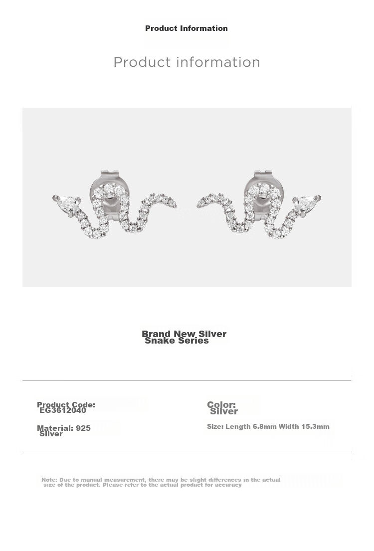 EMPORIO ARMANI Women's Silver Snake Stud Earrings, Fashionable Birthday Gift for Girlfriend in Zodiac Year EG361204 5