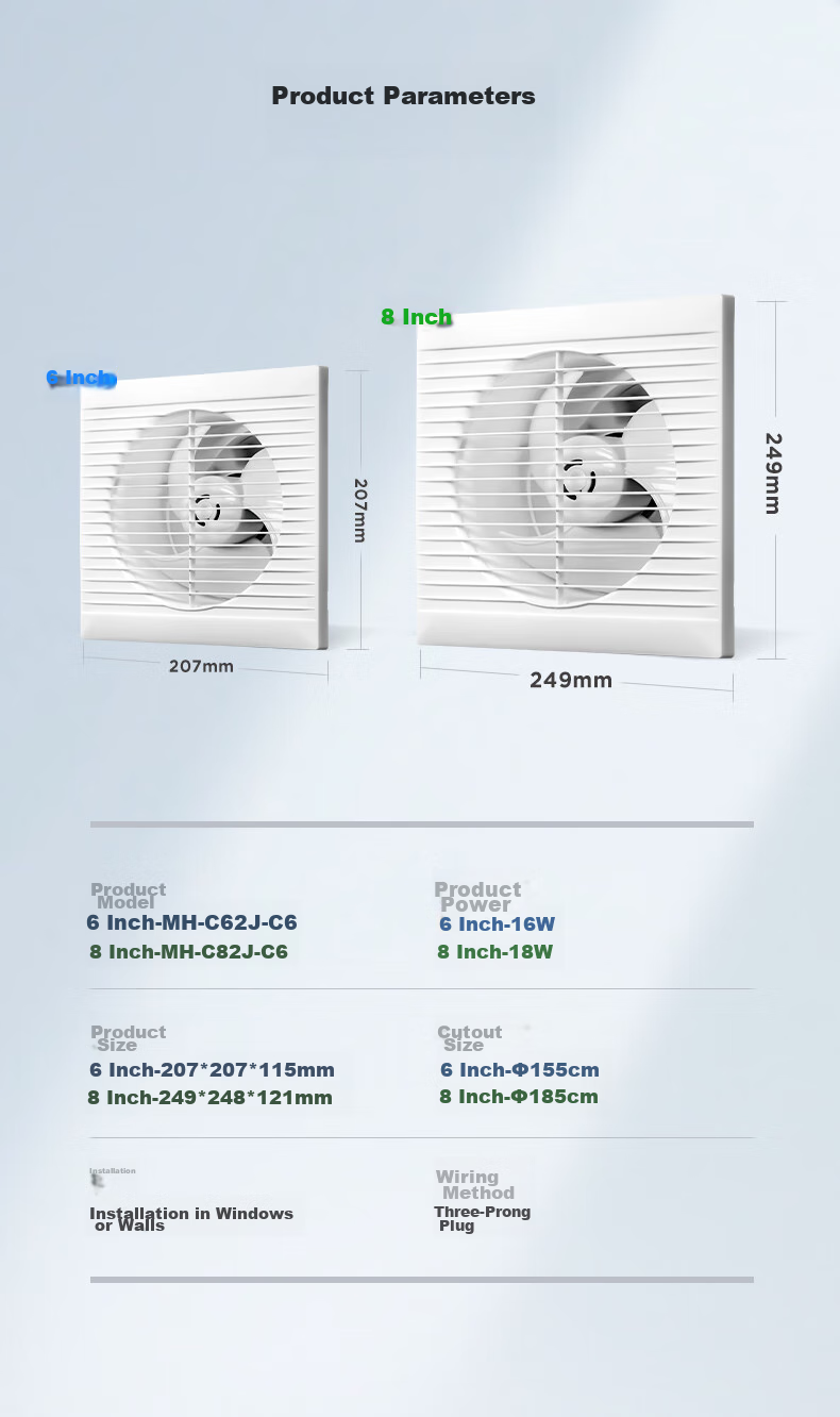 Midea [Window Exhaust] Window-Mounted Exhaust Fan Ventilation Fan for Bathroom Kitchen Wall Use, 8-Inch Extractor Fan, Level 1 Energy Efficiency 9