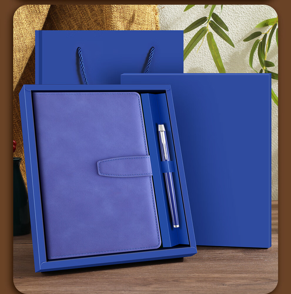 Faramon Notebook Gift Box Set, Business Sheepskin Office Journal Gift Box, High-End Gift, Corporate Annual Meeting Present, Customizable, Blue/gift Box Packaging 3