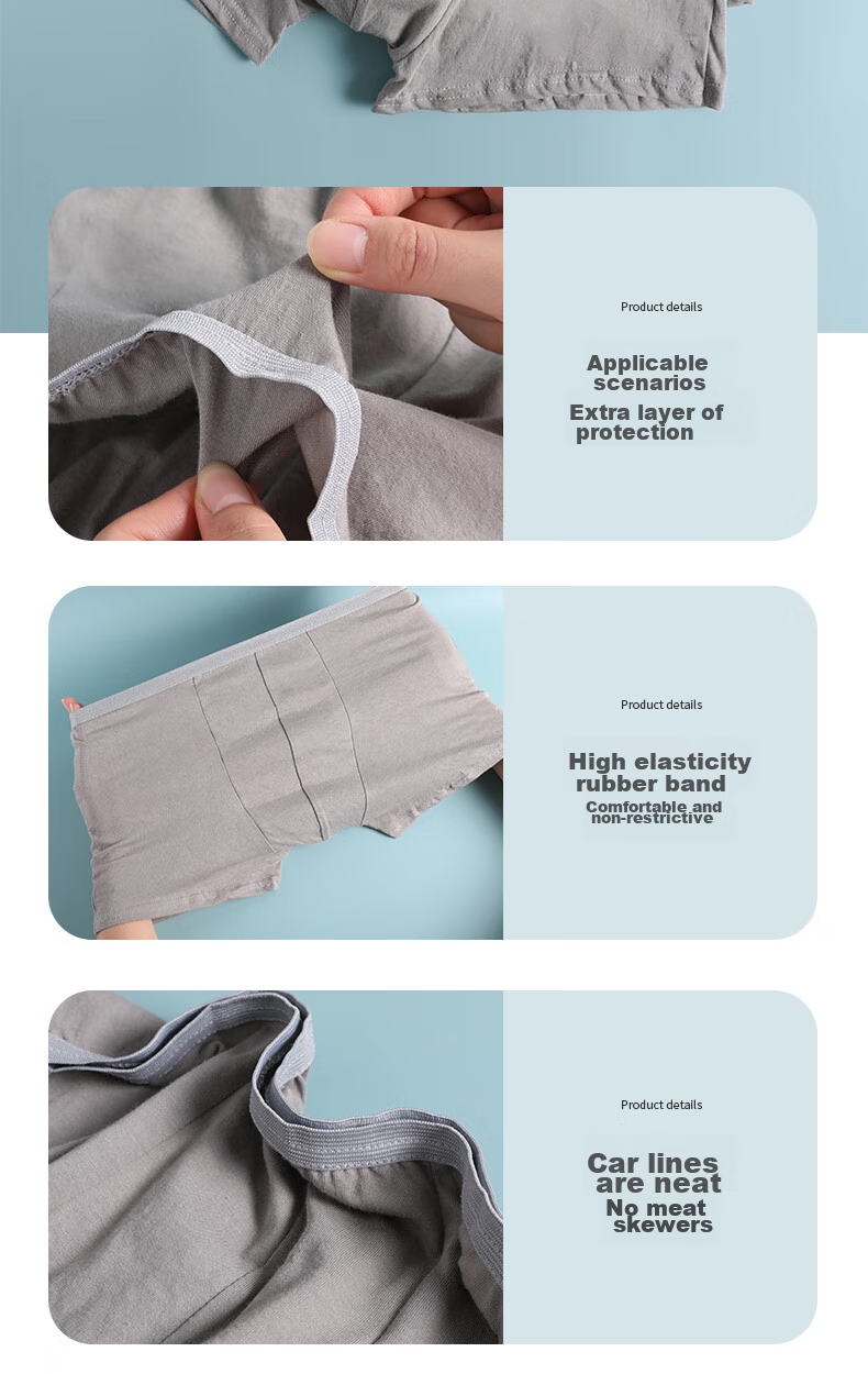 Etravel Disposable Men's Underwear, Boxer Briefs, Pure Cotton Double-Layer, Sterilized And No-Wash, Travel-Friendly And Comfortable, Men's Gray XL Size 10