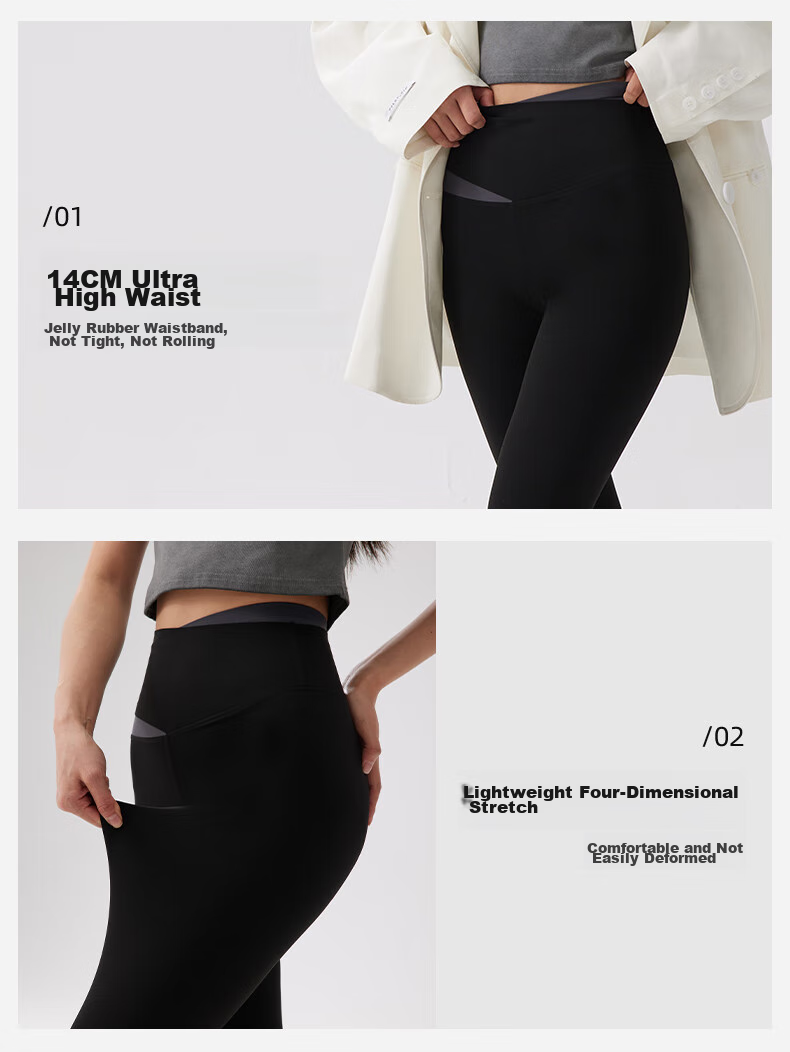 FitonTon Shark Leggings for Women, Autumn And Winter Wear, Base Layer Pants, Slightly Compression Sports Yoga Pants FTD0023, Black, Size S 7