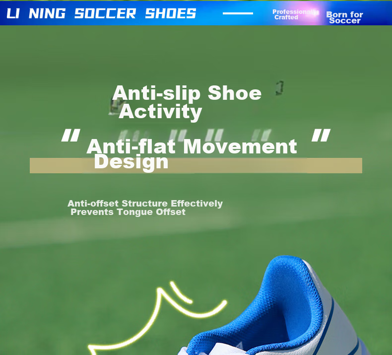Li-Ning Soccer Shoes for Adults, Men And Women, TF Turf Cleats, Youth And Children's Professional Competition Training Summer Shoes, Non-Slip Cleated Shoes Size 42 13