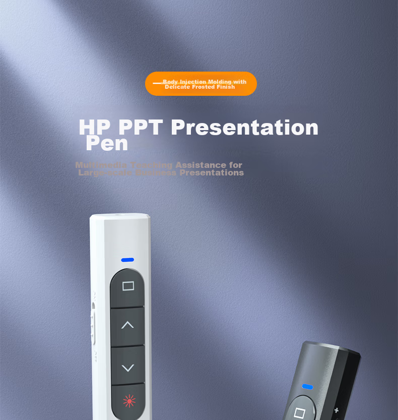 HP Page-Turning Pen, PPT Laser Pointer, Remote Page-Turning Device, Electronic Pointer for Teachers, Office Meeting Presentation Controller, Suitable for LED Screens, White Battery-Powered Model 1