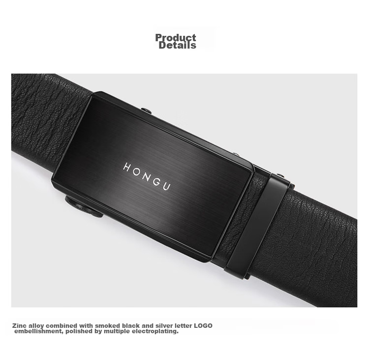 HONGU Men's Belt, Top-Grain Leather, Automatic Buckle, Waist Belt, Gift Box Packaging, 115cm, Birthday Present 10