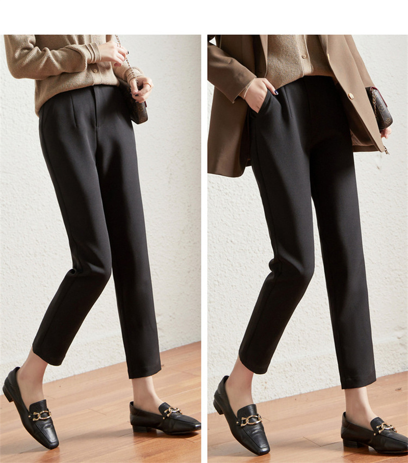 Dme Cropped Pants for Spring And Autumn, New Straight-Leg Suit Pants with Fake Pockets, Casual Trousers for Women, Khaki, S 60