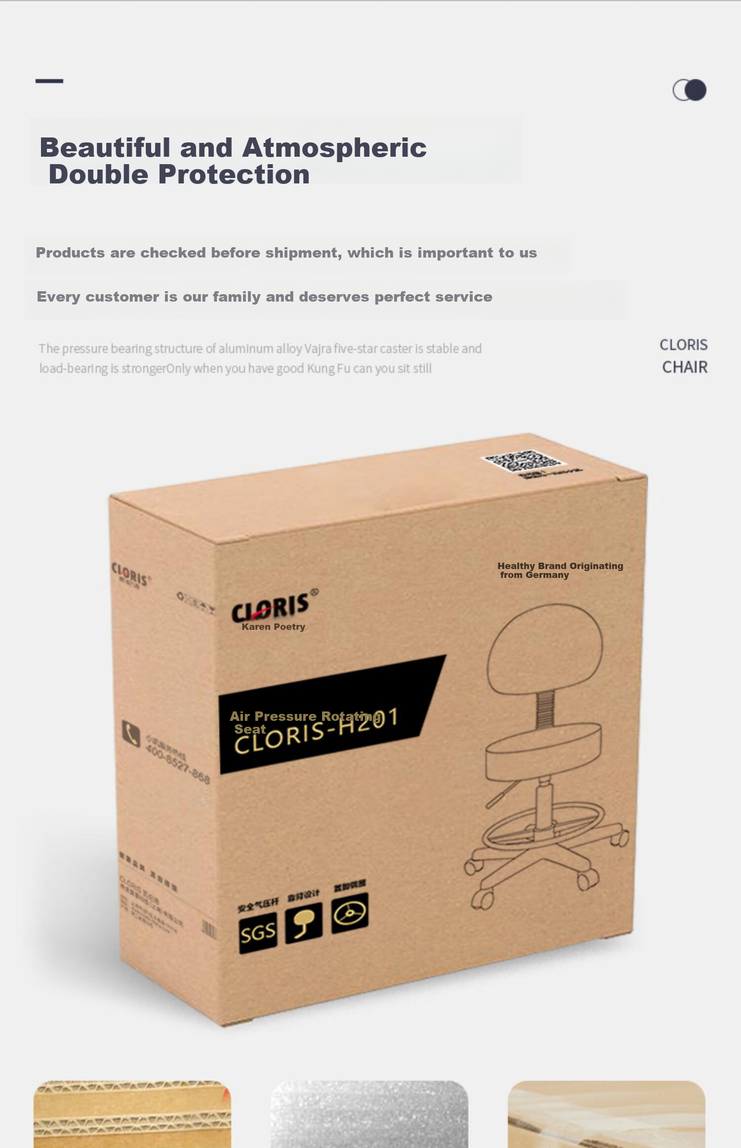 CLORIS Adjustable Swivel Bar Stool with Wheels for Beauty Salon, Kitchen, Laboratory, Home And Pub Use H201 31