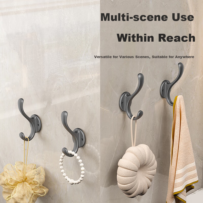 Huxiansen Adhesive Hooks No Drilling Required Strong Hooks for Door Back, Bathroom, Kitchen Wall-Mounted Storage 3-Pack 5