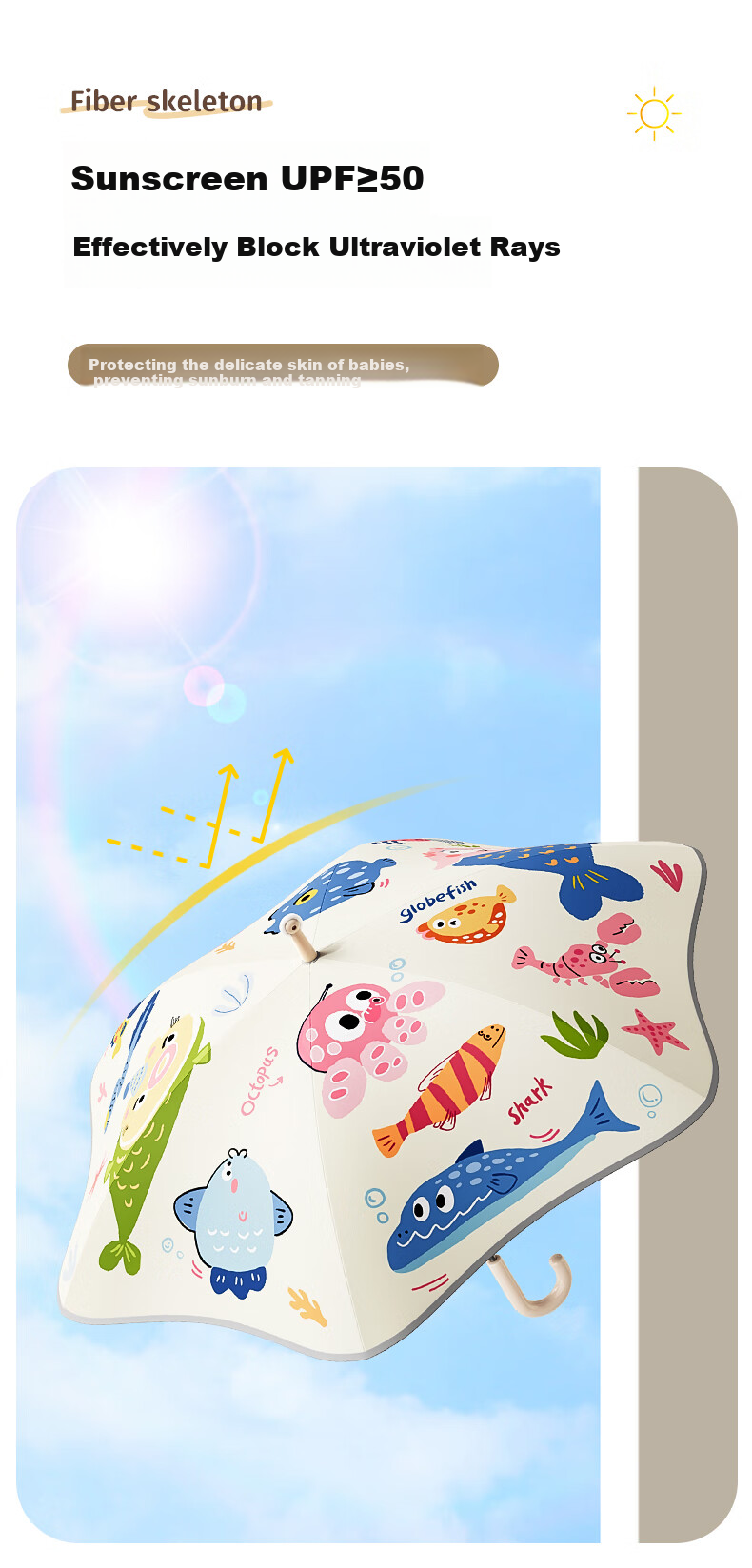Qimaimai Children's Umbrella, Safe Rounded Sunshade, Sun Protection Umbrella, Kindergarten Elementary School Boys And Girls Umbrella 8