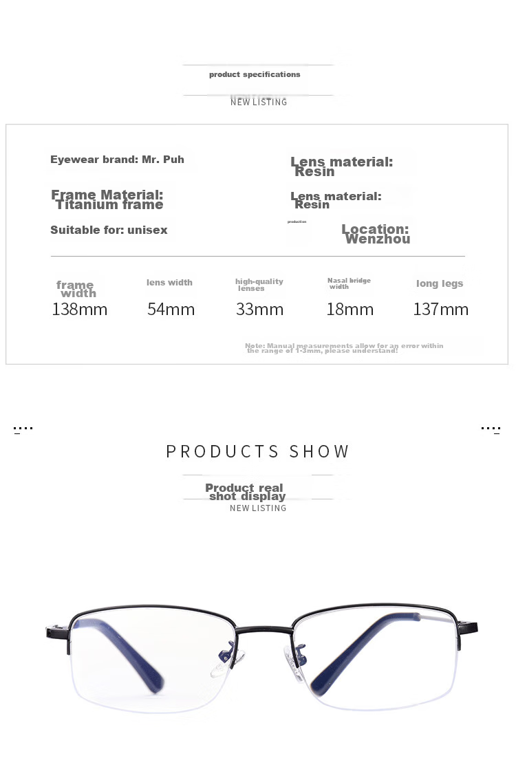 Mr. PuTian Reading Glasses for Men And Women, Imported High-Definition Anti-Blue Light Presbyopic Glasses, Memory Titanium 76035, 150 Degrees, for Ages 50-54 17