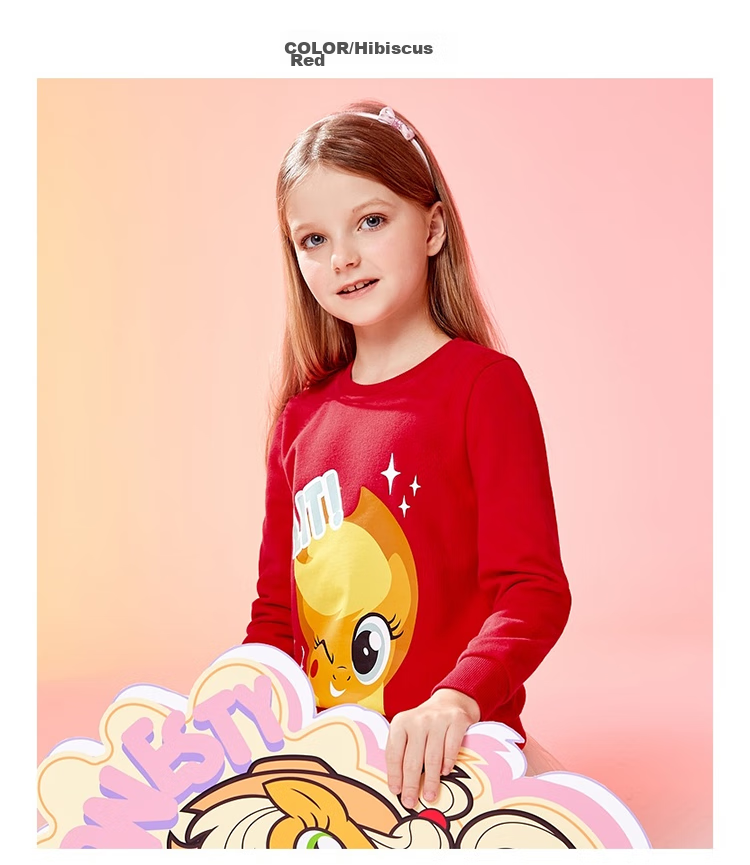 Baleno Children's Clothing Spring And Autumn 2022 My Little Pony Girls' Round Neck Sweatshirt Long Sleeve Top for Older Children 58B Light Blue 110cm 15