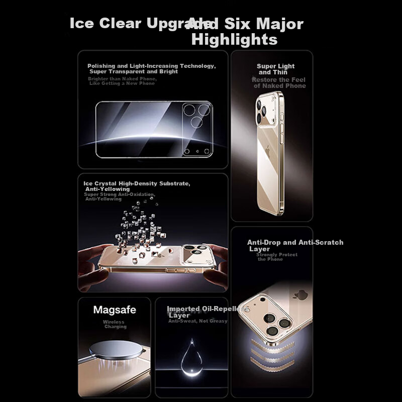 Чехол для iPhone 17 Xuanka [German Ice Crystal], защитный, прозрачный, с полной защитой линз, противоударный, ультратонкий, с рассеиванием тепла, высококачественный, для беспроводной зарядки, для мужчин и женщин