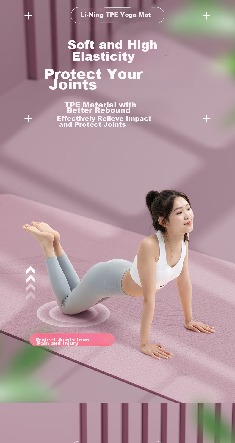 Li-Ning Yoga Mat, Double Size, Thickened, Non-Slip, Extra Large, Shock-Absorbing, for Jump Rope Exercises, Soundproof, Wide Exercise Mat, TPE Material 10