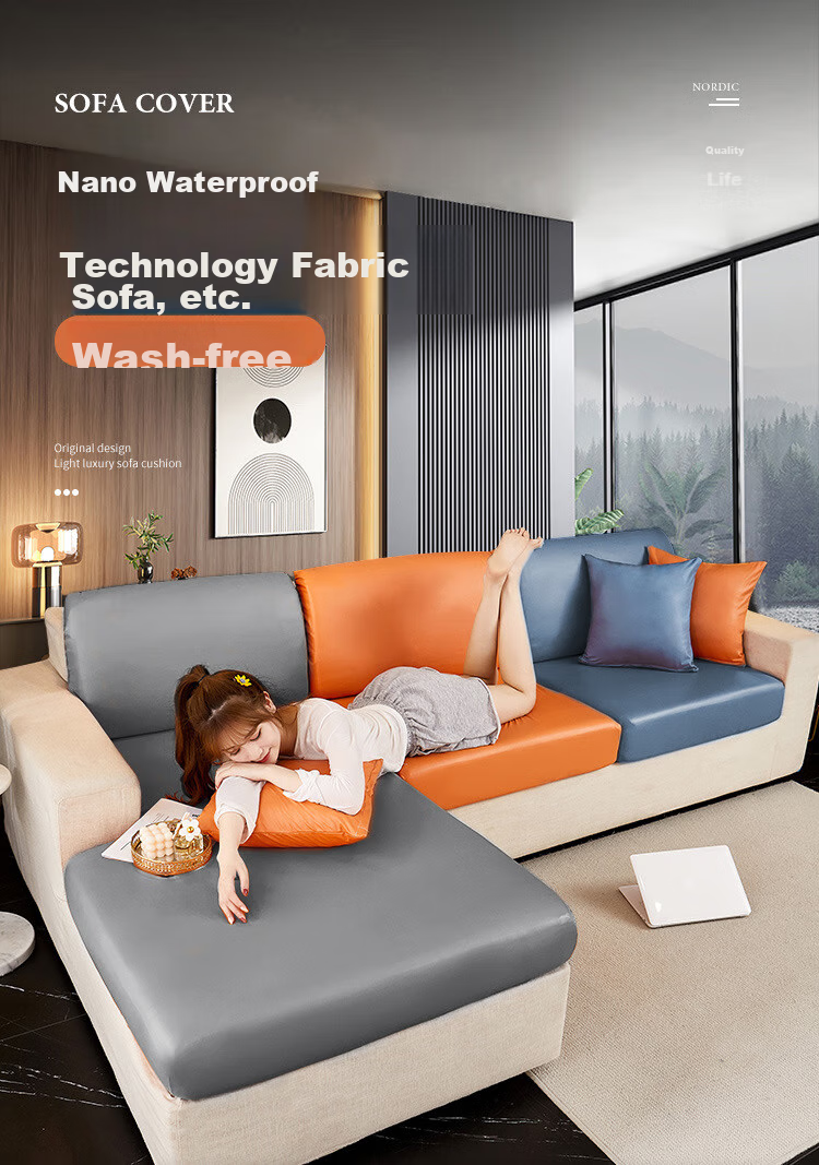 AVIVI Sofa Cushion, Summer Ice Silk Non-Slip One-Piece High-End Sofa Cover, Throw Blanket, 90*90 Cm, Qingmo 1