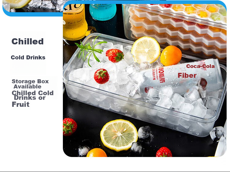 Suncojia Ice Cube Mold, Ice Making Tool for Home Use, Ice Box for Making Ice Balls, Refrigerator Freezer Tray, Silicone Storage Box with Lid, 47 Compartments 12