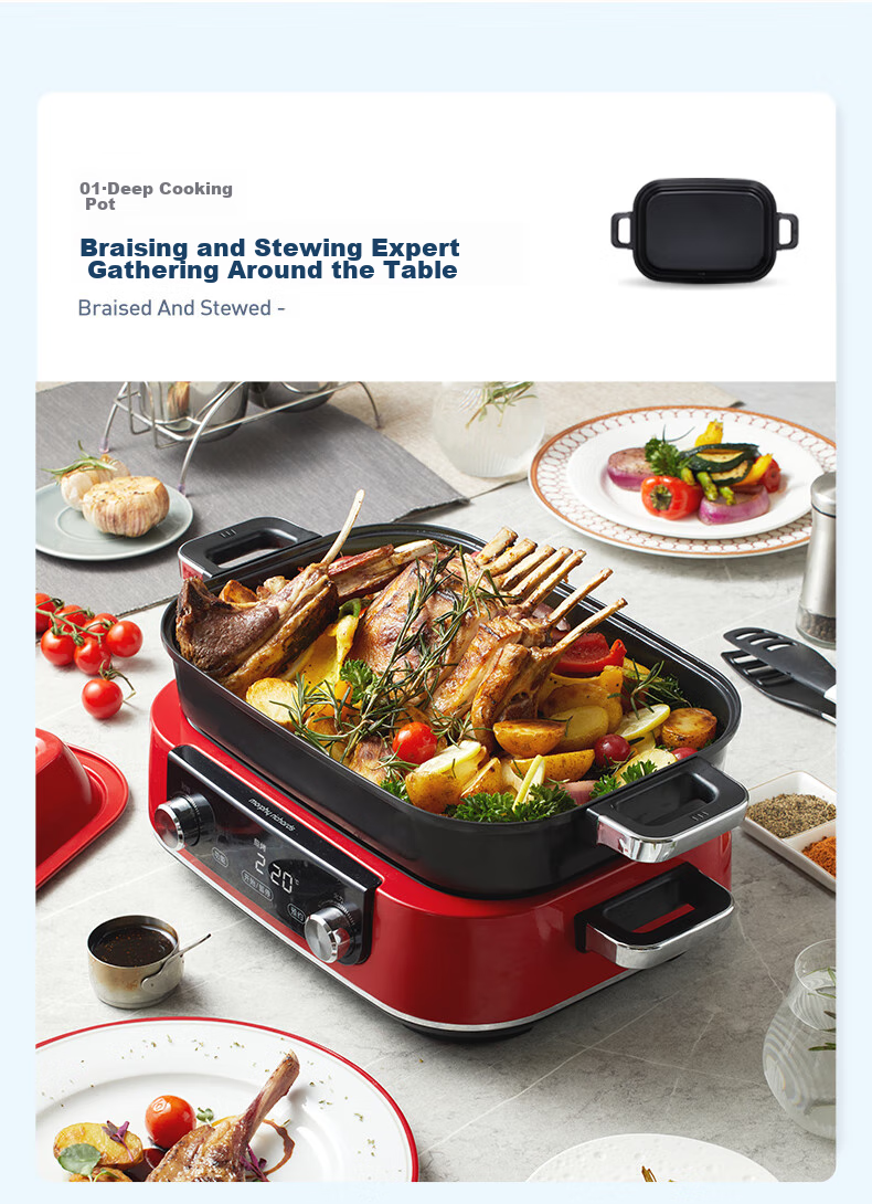 Morphyrichards Second Generation Multifunctional Pot, Household Electric Hot Pot, Electric Cooking Pot, Electric Steamer Pot, Hot Pot, 5L Large Capacity, Detachable, Programmable Steaming And Cooking All-In Non-Stick Frying And Baking Cooker MR9099 White 12