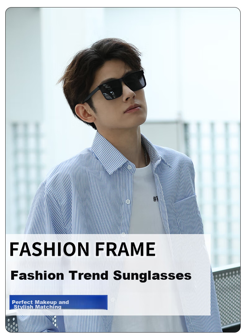 Baixiaoshe Sunglasses-1050 [Full Frame Sand Black Style + Gift], Sun Protection Glasses, GM Face-Slimming Effect, Driving Sunglasses, Back-To 1