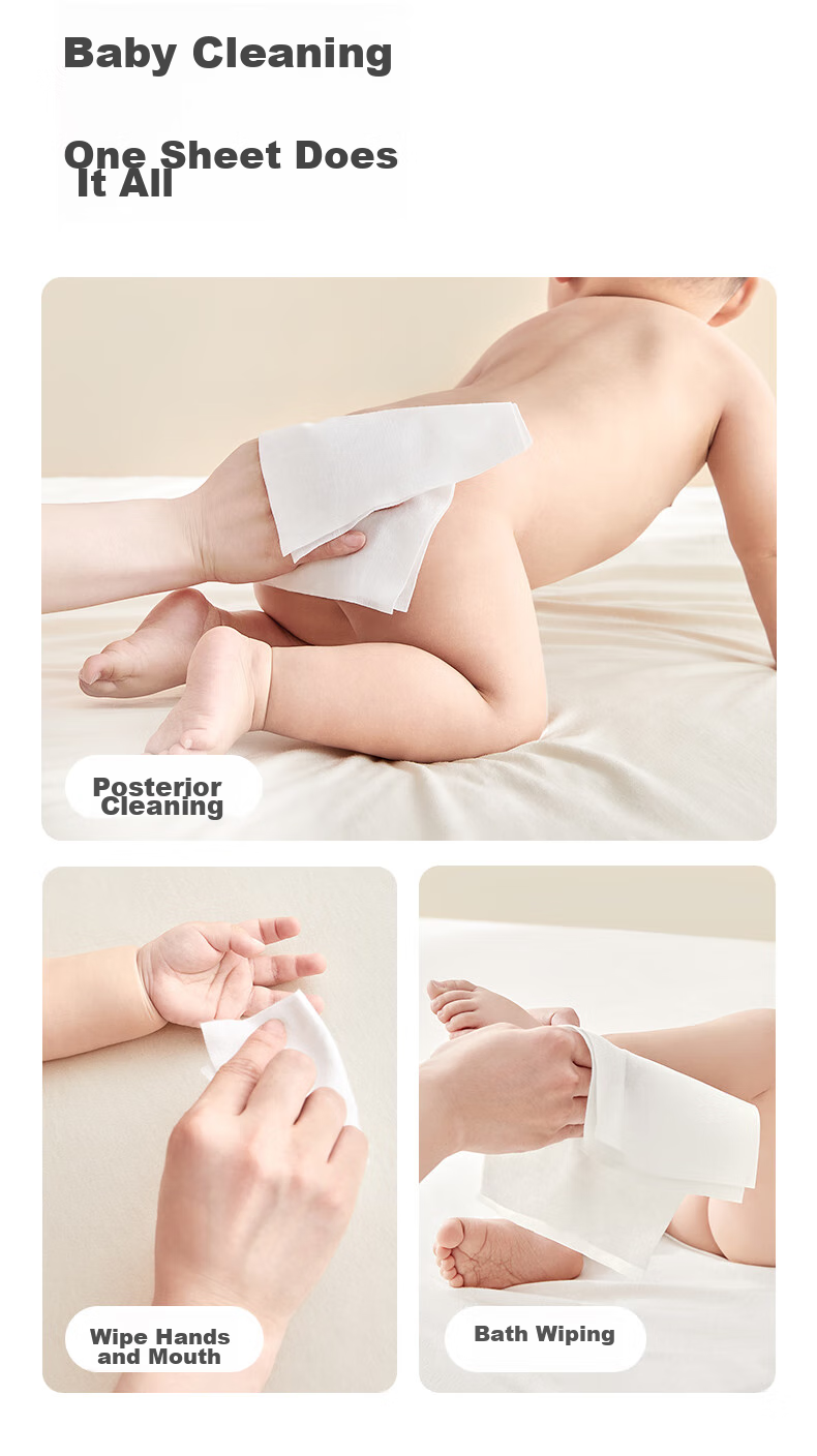 PurCotton [Sun Yingsha's Choice] Extra Large And Thick Baby Soft Cotton Wipes Hanging Face Towels 100% Pure Cotton 140 Sheets 1 Pack 10