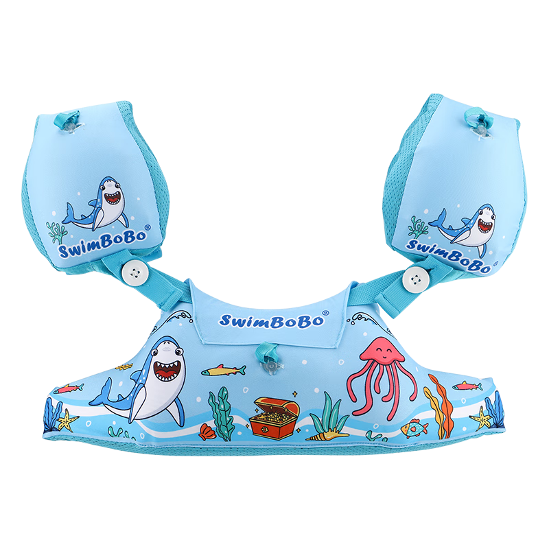 Swimbobo Children's Swimming Arm Rings, Swimming Equipment, Safe Inflatable Buoyancy Sleeves, Floating Arm Rings, Integrated Swimming Ring Set, Blue