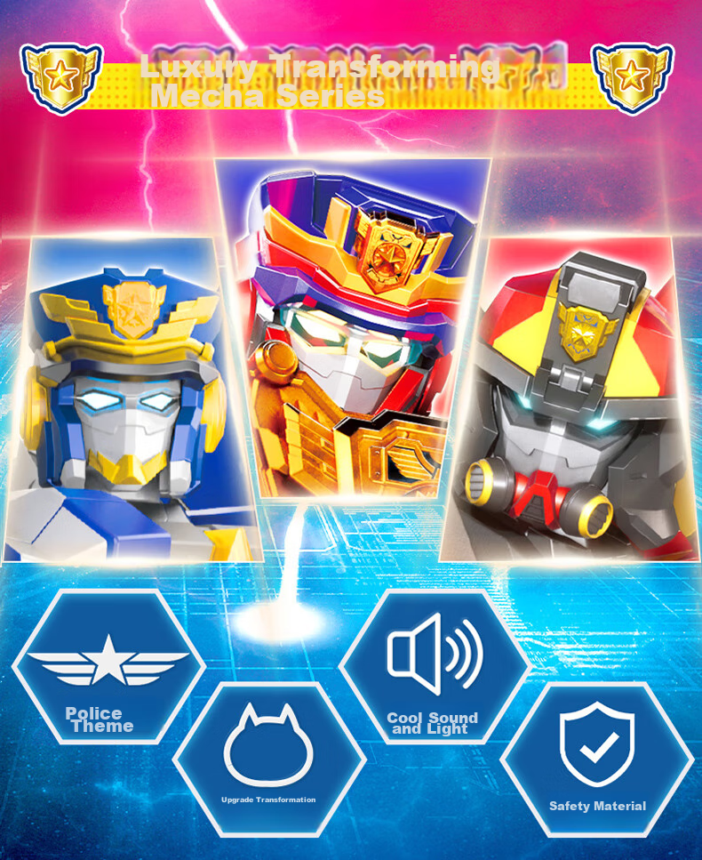 MinitegongduiX Storm Special Police Seven Super Battle Force Transforming Mecha Dual-Form Fule Zhanqi Toy, Gift for Young Boys 3