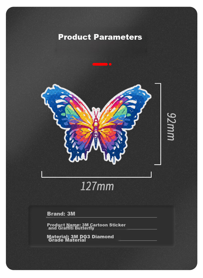 3M Reflective Sticker Warning Tape Label Glow-In Sticker for Electric Bikes, Motorcycles, Cars, Scratch Cover Diamond Grade - Graffiti Butterfly 12.7cm*9.2cm (1 Piece/bag) 9