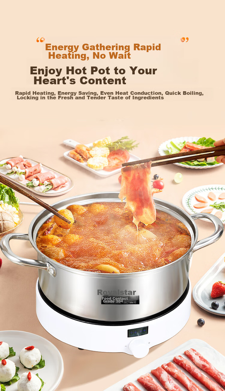 Royalstar Hot Pot, 304 Stainless Steel Soup Pot for Gas And Induction Stoves, Universal Clear Soup Basin, 30cm 11