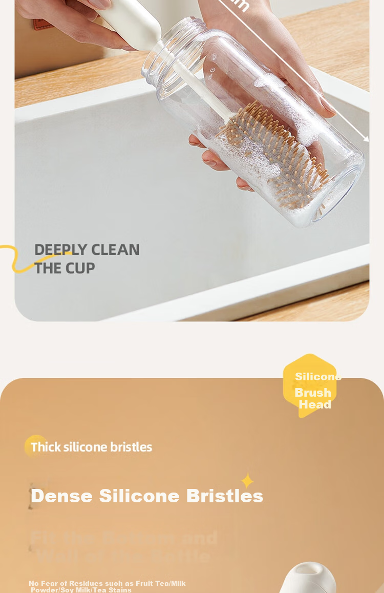 Ecoco Bottle Brush, Milk Bottle And Thermos Cup Cleaning Brush, Three-In Multifunctional Long Handle Specialized Brush E25202 Yellow 7