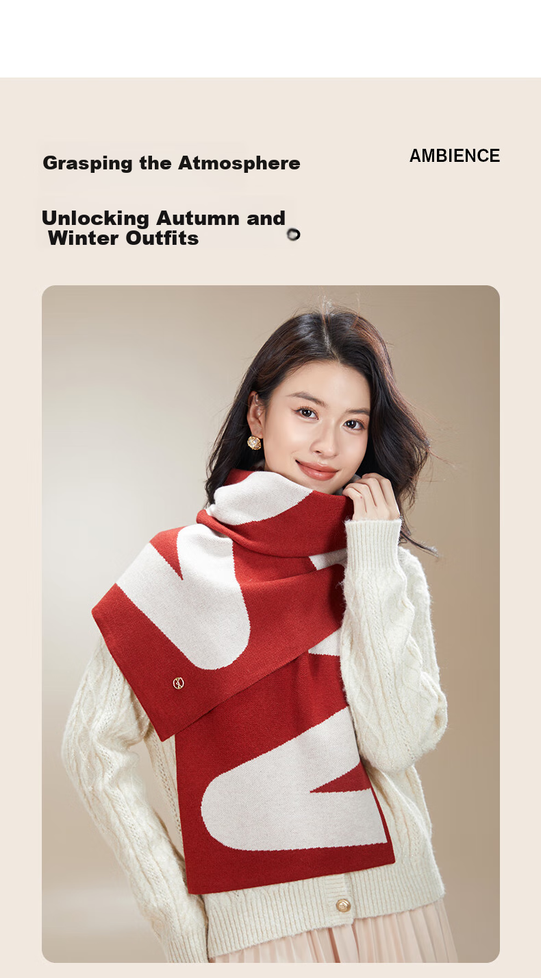 MiiOW Scarf for Women, Autumn And Winter Ladies' Wool-Blend Warm Neck Warmer, Gift for Girlfriend, National Day Birthday Present, New Year Gift Box Set 3