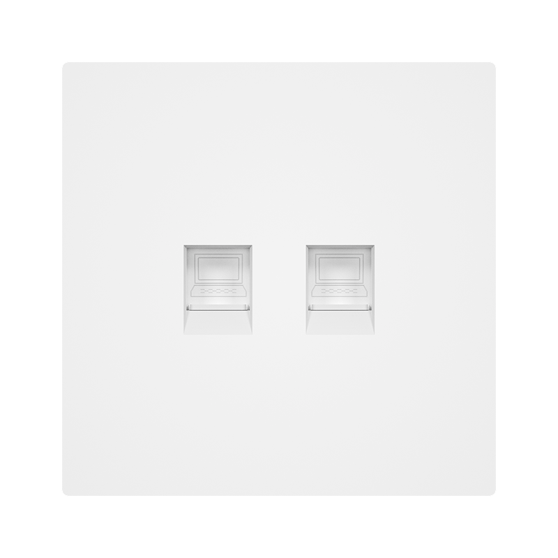 Lingpu Technology E3S Ultra-Thin Switch Socket Two-Port Cat6 Computer Network Socket 86-Type Flush Mount Socket White