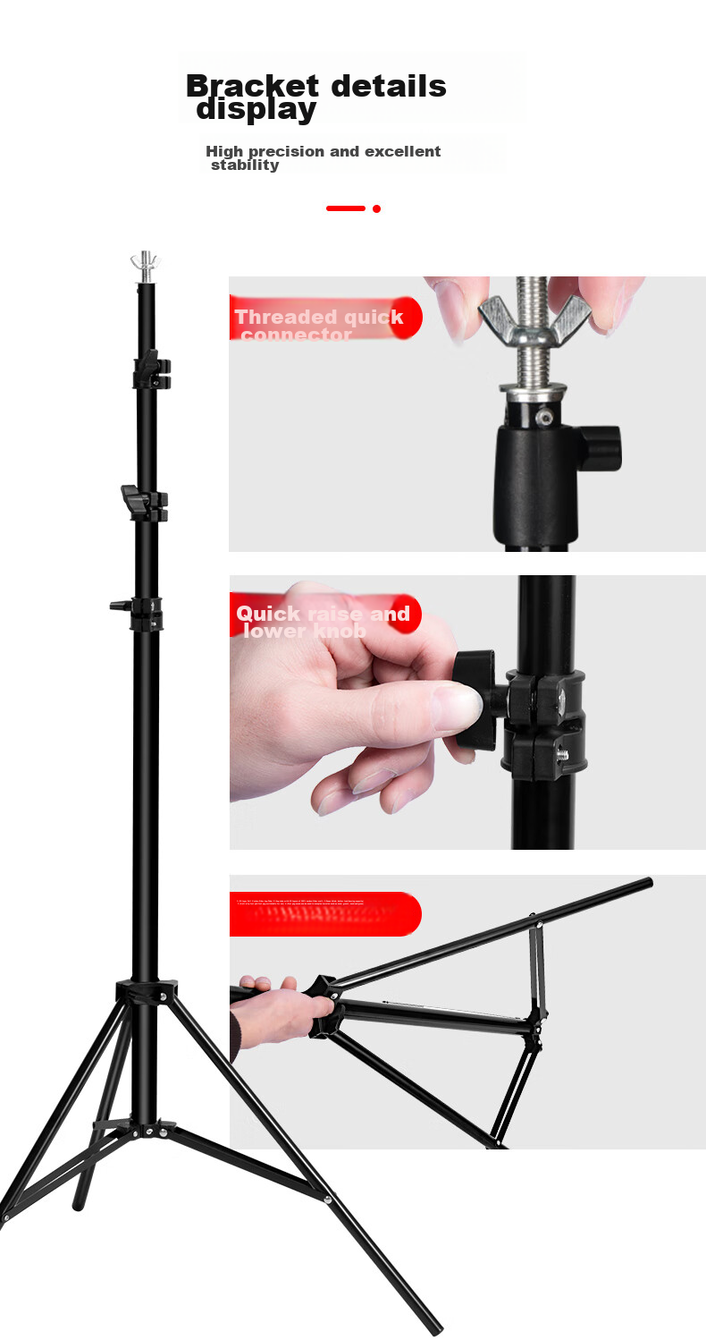 YOUFES YH1A 2*2 Meter Live Streaming Photography Backdrop Stand, Green Screen Stand, Chroma Key Backdrop, Photo Background Cloth Stand, Specialized Photography Equipment for Portrait And ID Photos, Thickened Telescopic Gantry Frame 15