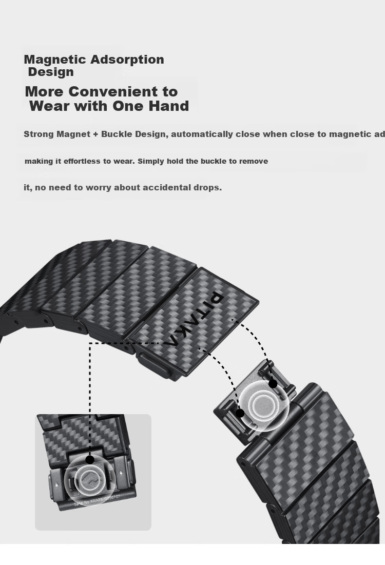PITAKA Apple Watch Band Compatible with Apple Watch Ultra 2/S9/S8/7/6/5/4/3/SE Carbon Fiber Magnetic Vintage Style Universal Fit for All Apple Watch Models 6