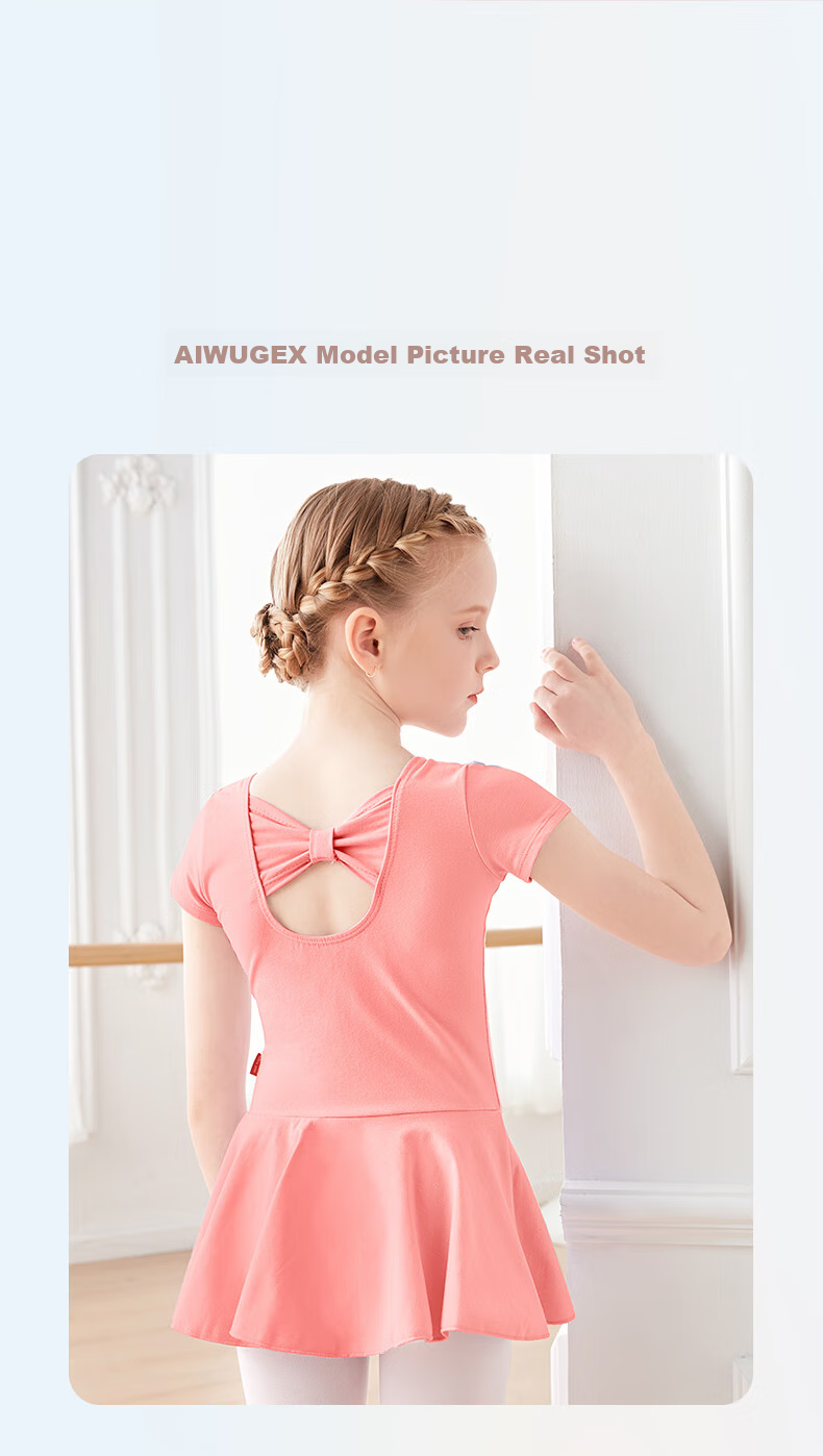 Aiwuge Children's Dance Practice Dress, Girls' Professional Long-Sleeve Dance Costume, Pink Chinese Dance Dress, Size 160 10