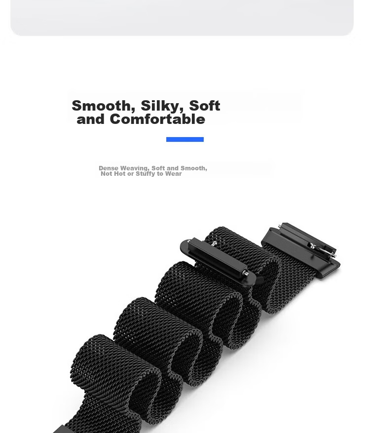 ESCASE Magnetic Watch Strap Compatible with Vivo/iQOO WATCH GT, Milanese Metal Buckle Wristband, Black, 22MM, with Raw Ear 10