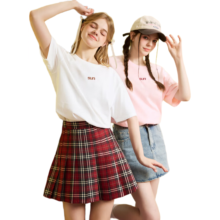 TonLion 2026 Summer Women's Front Chest Text Round Neck Fashionable Cute Short-Sleeve T-Shirt