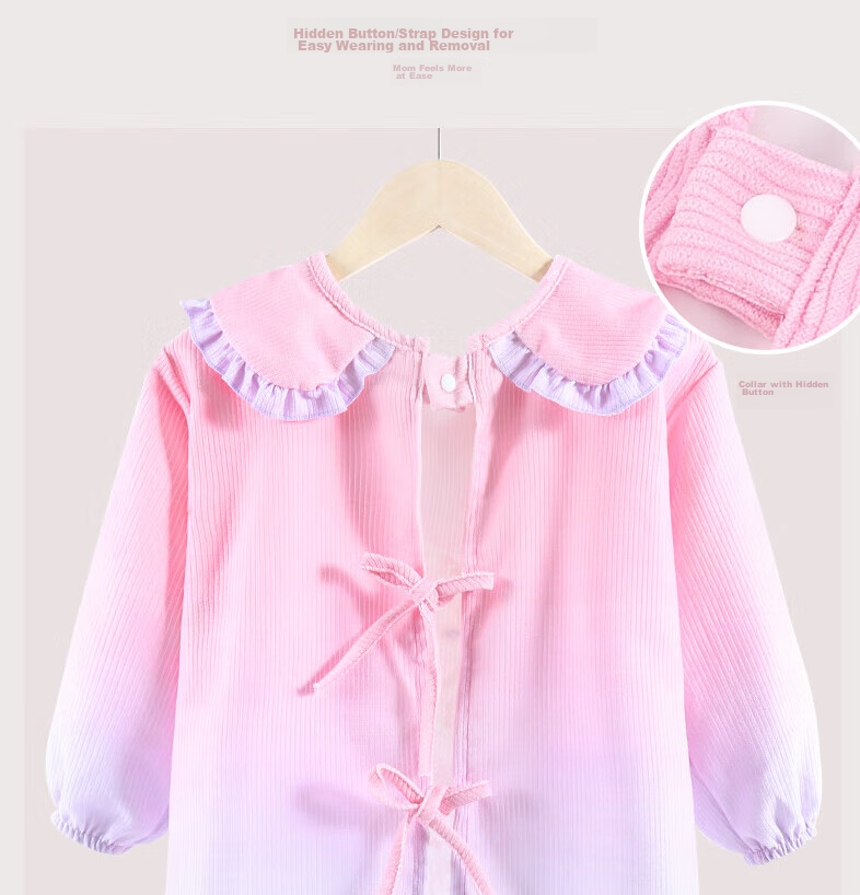 Duomiaowu Children's Smock Painting Apron, Autumn And Winter Waterproof Baby Reverse Dress, Girls' Bib, 23Y001 Ice Princess M Size 6