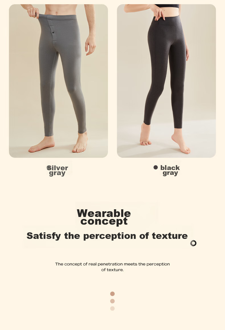MiiOW Men's Thermal Underwear, Cashmere And Silk Antibacterial Heat-Generating Autumn Pants, Fleece-Lined Cold-Proof Couples' Underwear Cotton Pants 24