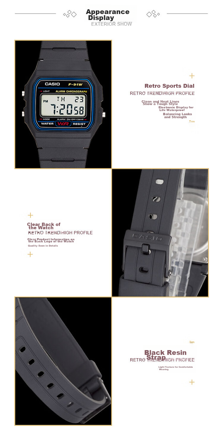 Casio Watch, Men's Retro Small Square Sports Waterproof Student Watch for Men And Women, F91W Series Watch W-218H 5