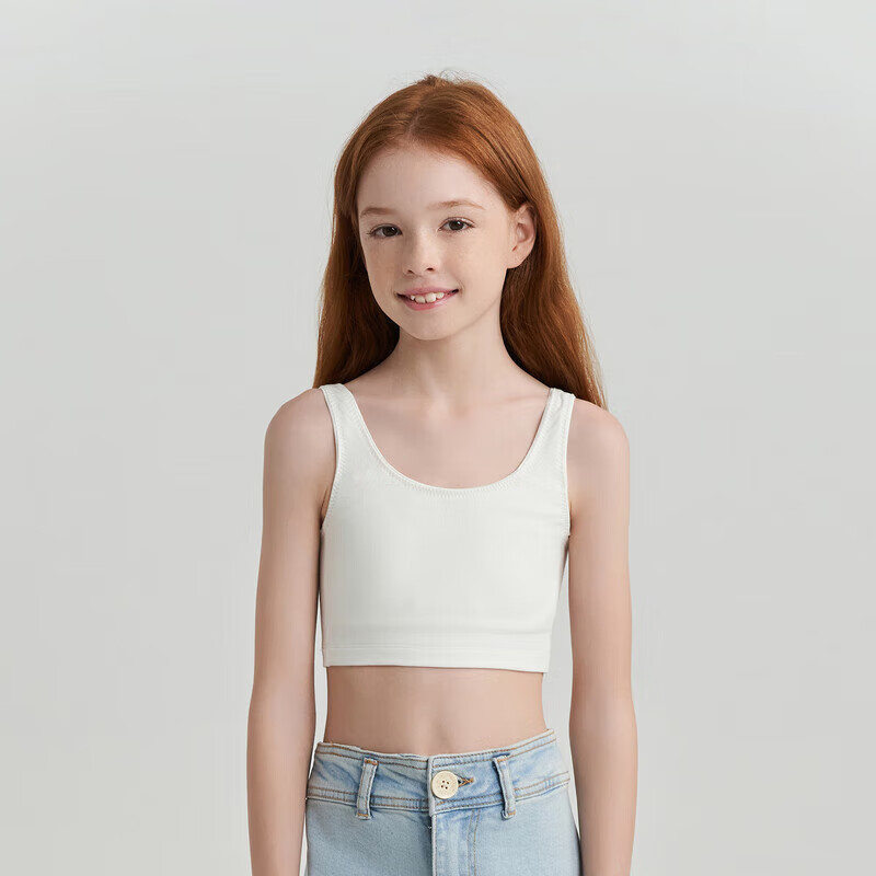 Aimer Junior Girls' Training Bra for Puberty, Milk Skin Antibacterial One-Stage Mid-Length Vest AJ115F411 One-Stage Size 150