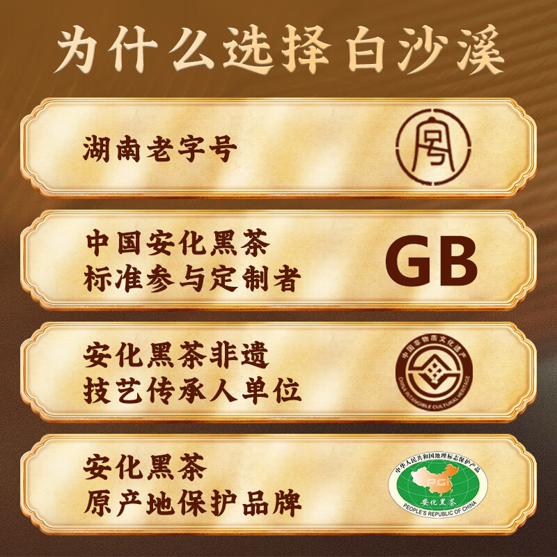 白沙溪 安化黑茶 茶叶 2022年金花茯茶砖茶湖南特产御品茯砖318g盒装