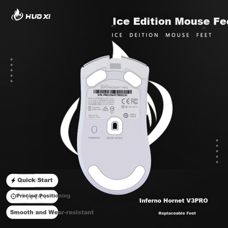 Huoxi Suitable for Razer Viper V3 Pro Mouse Pads, Razer Viper V3 Anti-Frame Drop Pads, V3 Professional Edition Teflon PTFE Ice Version Curved Base Pads, Smooth Gaming Wear-Resistant Foot Pads