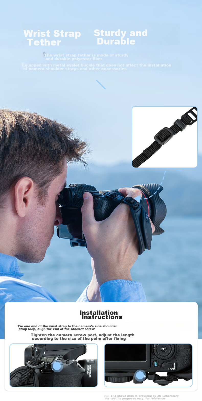 JJC Mirrorless Camera Wrist Strap, Wrist Guard, Compatible with Sony A7M5, A7M3, A6300, A7III, A7R3, Canon M50, 200D, Fuji XT20, Suitable for Nikon Wrist Strap 6