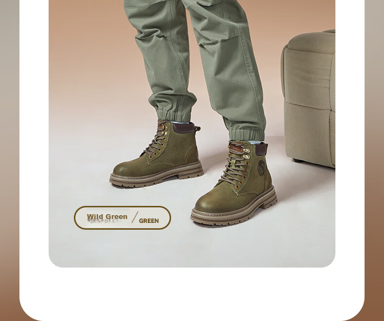 CAMEL [Shanze] Men's Yellow Boots, Fashionable Martin Boots, Casual Work Boots, L14W307636, Gray, Size 39 10