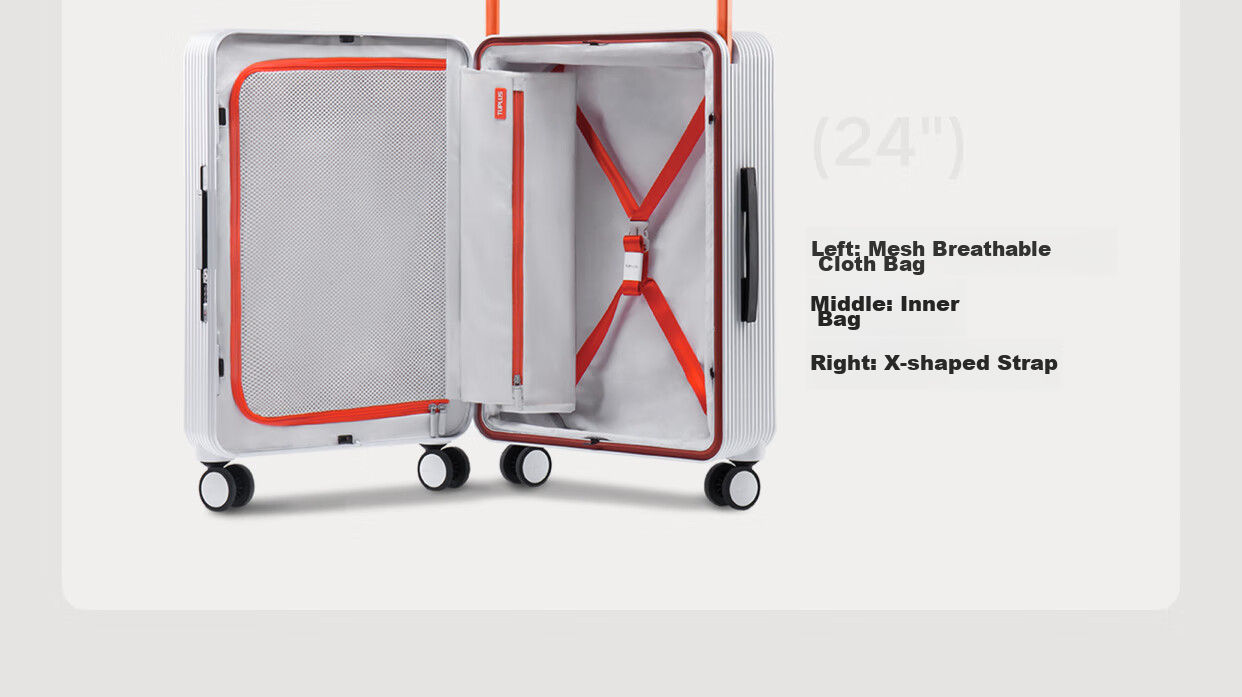 Tujia TUPLUS Balance Series Travel Suitcase, Center-Wheel Wide Handle Luggage, Large Capacity Suitcase, Cool Gray-Green, 24 Inches 14
