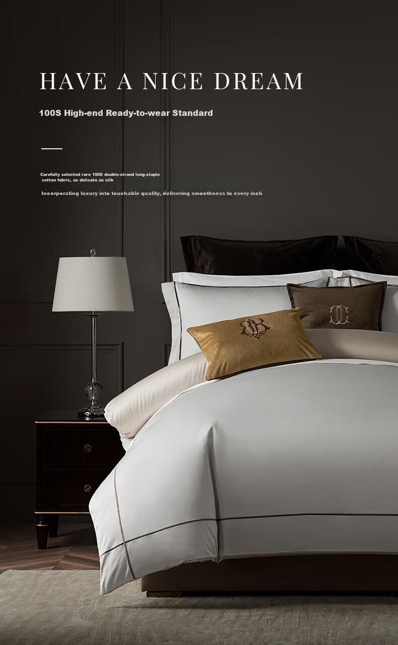 Canasin Hotel Bedding, 100-Piece Pure Cotton Bedding Set, Satin Bedding Set with Bed Sheet, Duvet Cover, Pillowcases, Gray, for 1.8-Meter Bed 5