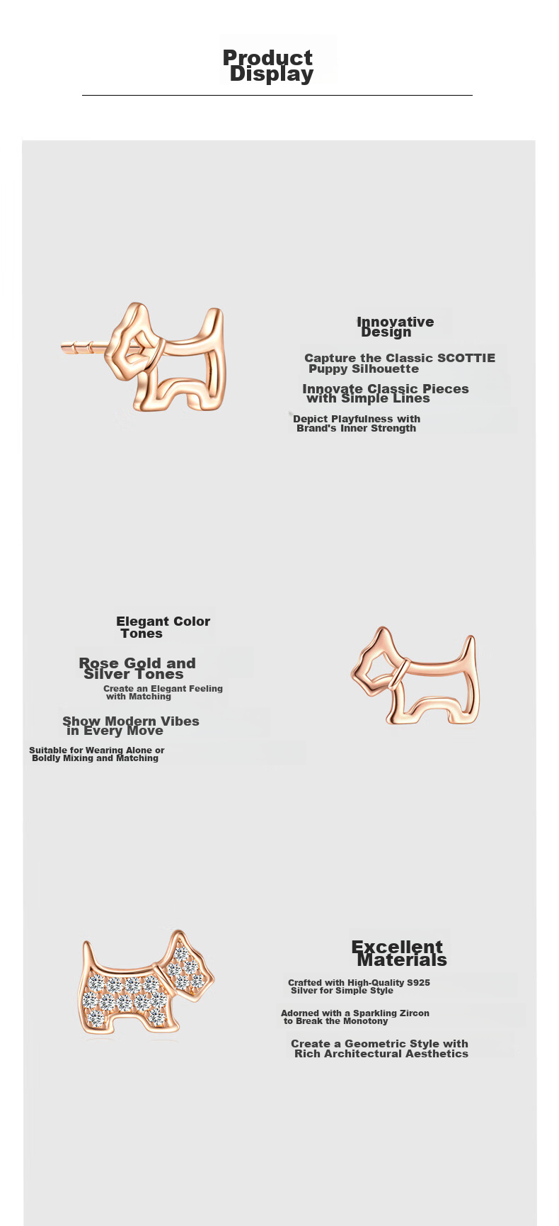 AGATHA Hollow Dog Silver Stud Earrings for Women, Birthday Gift for Girlfriend Or Best Friend, Elegant Earrings 2