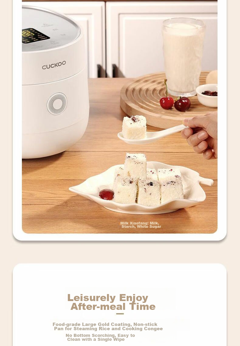 CUCKOO Korean Brand Multi-Functional Steaming And Cooking Baby Food Maker, Small Programmable White Micro-Pressure Rice Cooker, 1.5L Capacity for 1-2 People, CR-0375FW 7