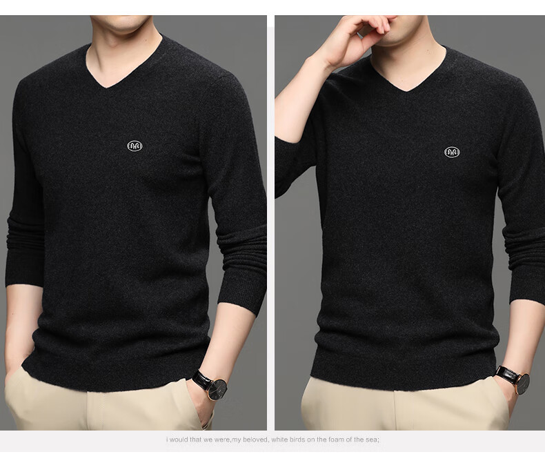 Hengyuanxiang Men's Thick 100% Pure Wool Sweater, Autumn And Winter Solid Color Casual Base Layer Knit Pullover for Young And Middle-Aged Me 18