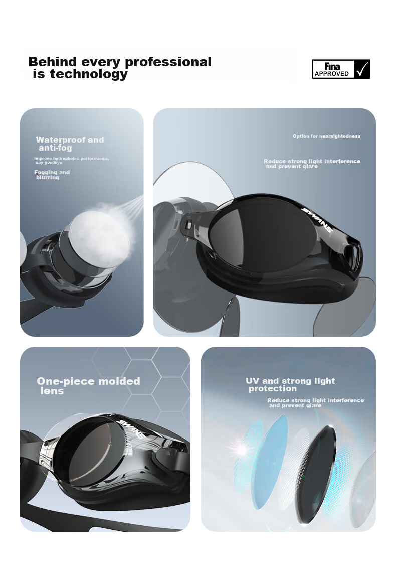 SWANS Swimming Goggles, Imported from Japan, Waterproof And Anti-Fog, High Definition Clear Lens, Large Frame for Adults, Professional Diving, SW45-7 White And Black 2