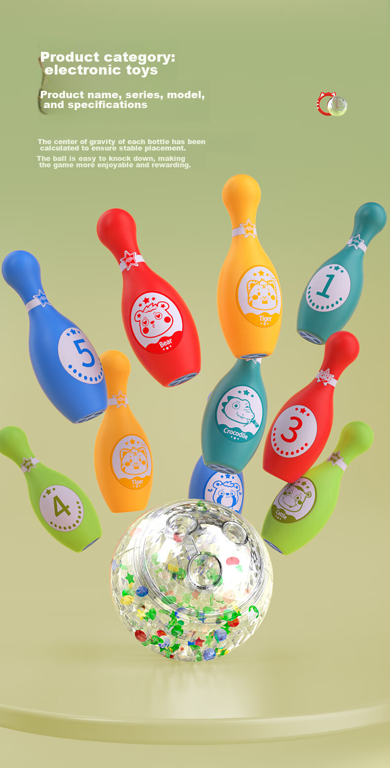 Hongdeng Children's Cartoon Bowling Set Large Size Indoor Sports Early Education Toy for Boys Girls Toddlers Birthday Gift 8
