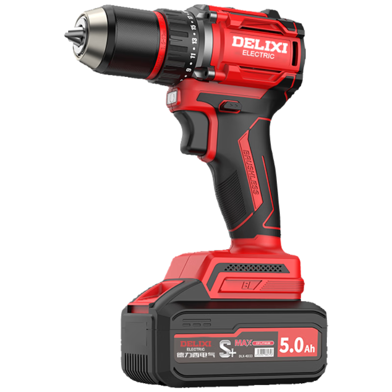 DELIXI ELECTRIC Cordless Electric Drill Lithium Battery Screwdriver Household Rechargeable Hammer Drill 13mm Dual Speed